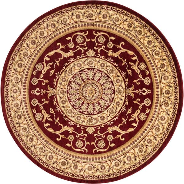 Unique Loom Versailles Napoleon Red 8' 0 x 8' 0 Round Rug