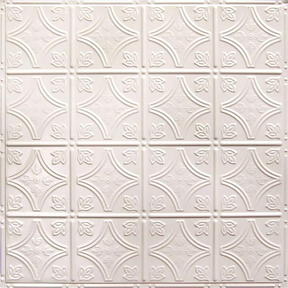 AMERICAN TIN CEILINGS Pattern #3 in Creamy White Satin 2 ft. x 2 ft ...