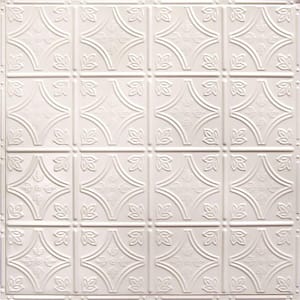 Pattern #3 in Creamy White Satin 2 ft. x 2 ft. Nail Up Tin Ceiling Tile (20 sq. ft./Case)