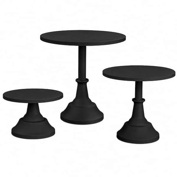 3-Piece Black Metallic Metal Cake Stand Set 8/10/12 in. for Wedding Birthday Party Baby Shower Dessert Display