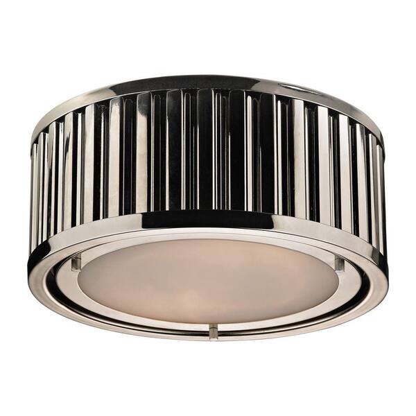 Titan Lighting Munsey Park Collection 2-Light Polished Nickel LED Flushmount