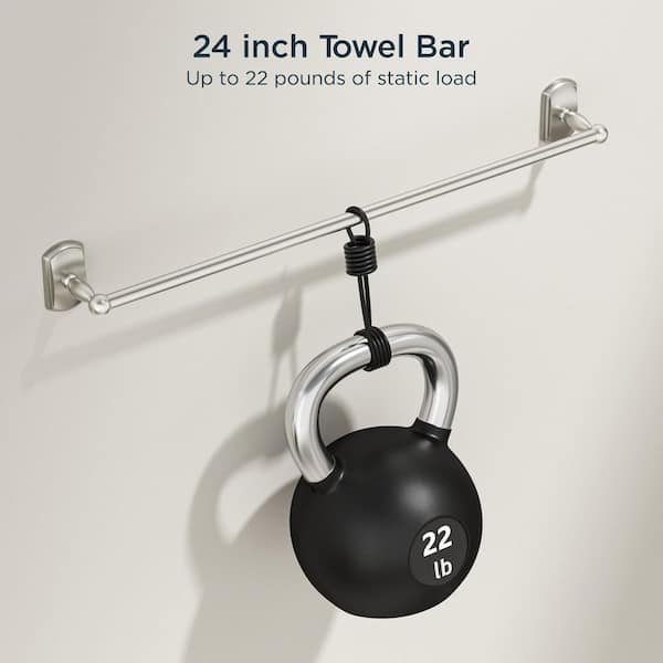 3 -Piece Bath Hardware Set with Towel Bar, Towel Ring, Toilet Paper Holder Bathroom Wall Mounted in Brushed Nickel