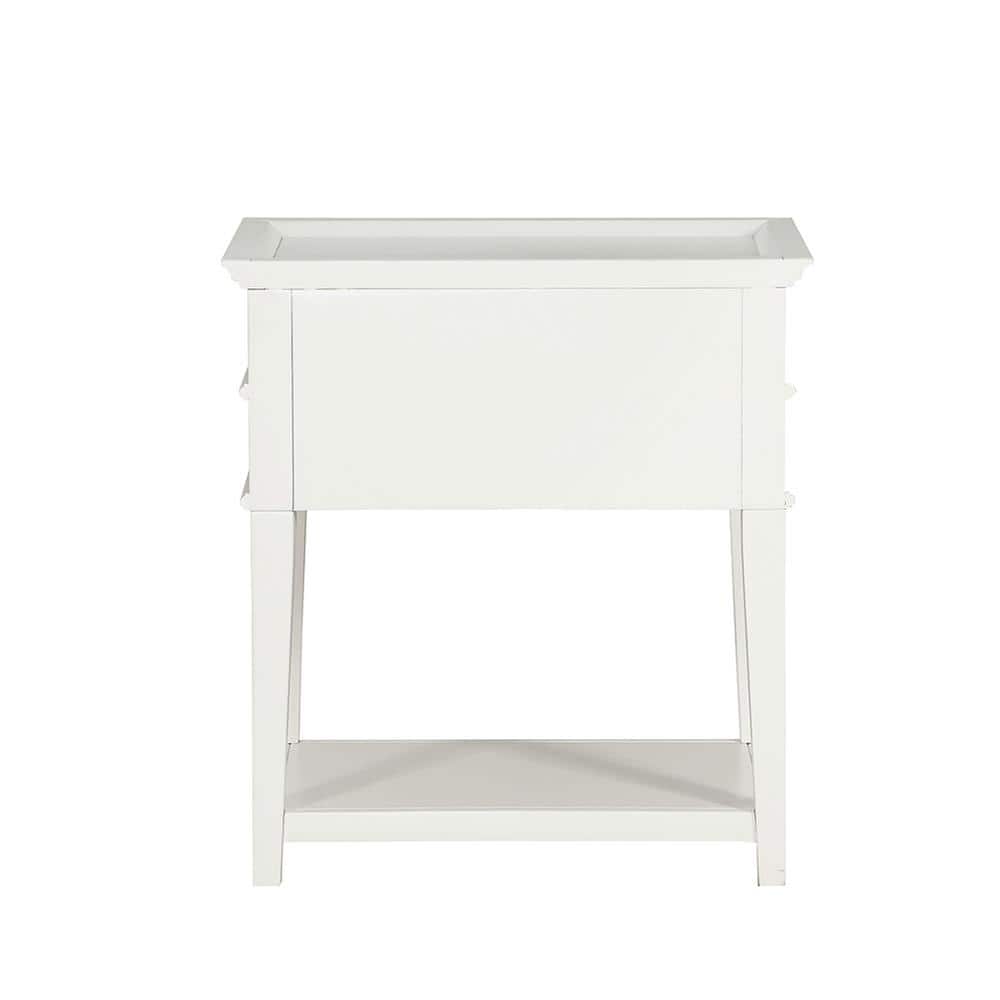 Clara Traditional White Wood Nightstand with Brushed Gold Hardware