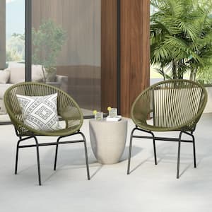 Solomon Black Metal Outdoor Patio Lounge Chairs in Green (2-Pack)