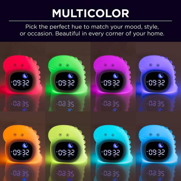 USB Operated Squishy Dino Clock with Sounds Multi-Color Integrated