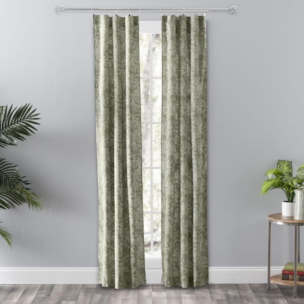 Lexington Sage Leaf Rod Pocket Light Filtering Curtain - 56 in. W x 84 in. L (Set of 2)