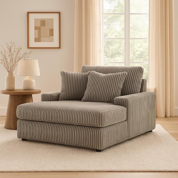 Lindy Gray Cord Polyester Two Arms Chaise Lounge