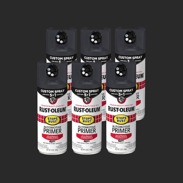 12 oz. Custom Spray 5-in-1 Flat Dark Gray Automotive Primer Aerosol Spray (Case of 6)