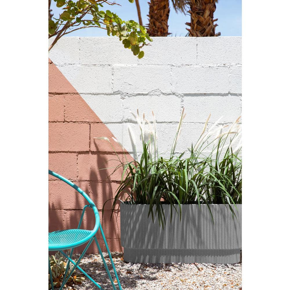Demi 30" Gray Concrete-Composite Long Planter Set