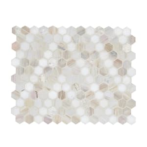 Angora Sazi 13.74 in. x 10.94 in. Polished Marble Mesh-Mounted Mosaic Wall Tile (10.4 sq. ft./Case)