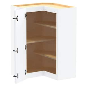 Washington 24 in. W x 24 in. D x 36 in. H in White Thermofoil Plywood Assembled Wall Kitchen Corner Cabinet with Shelves