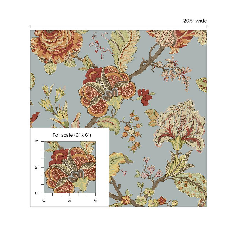 Blue Dusk Floral Vinyl Self-Adhesive Peel and Stick Wallpaper