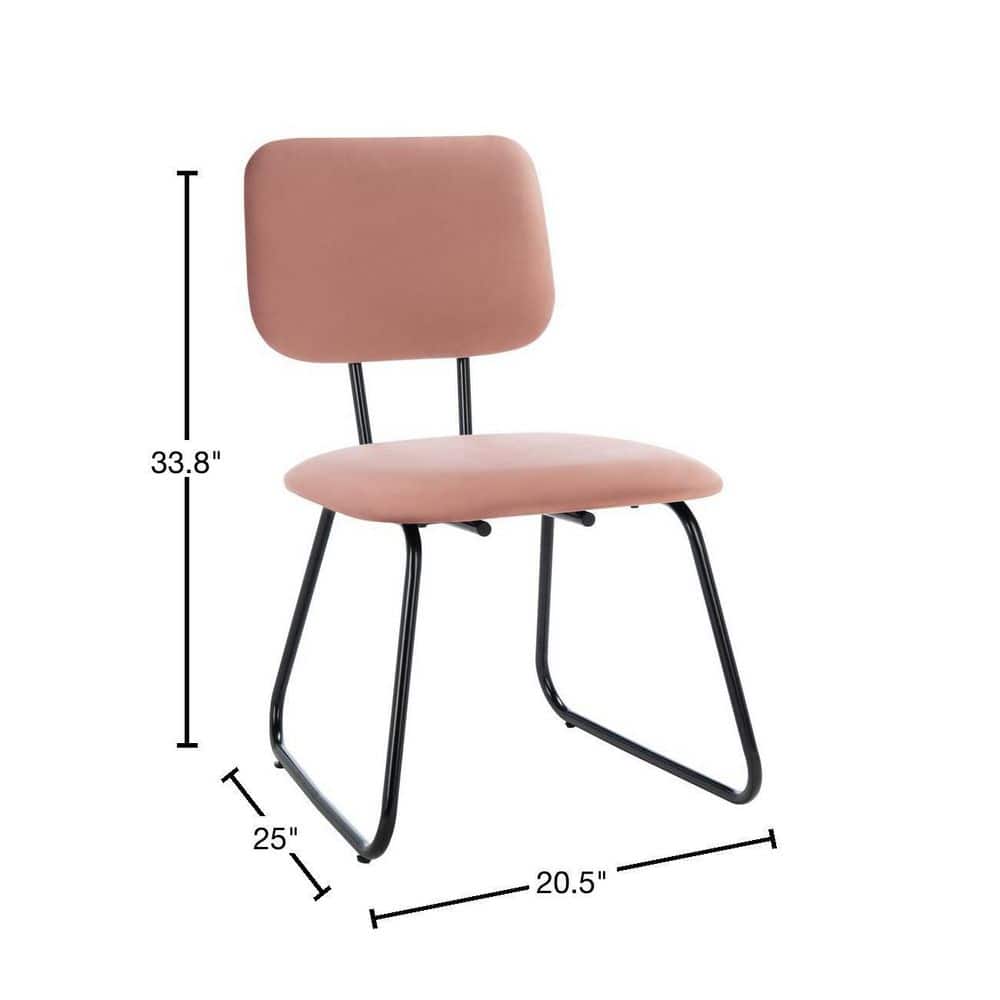 Chavelle Dusty Rose Velvet Upholstered Side Chair with Matte Black Frame
