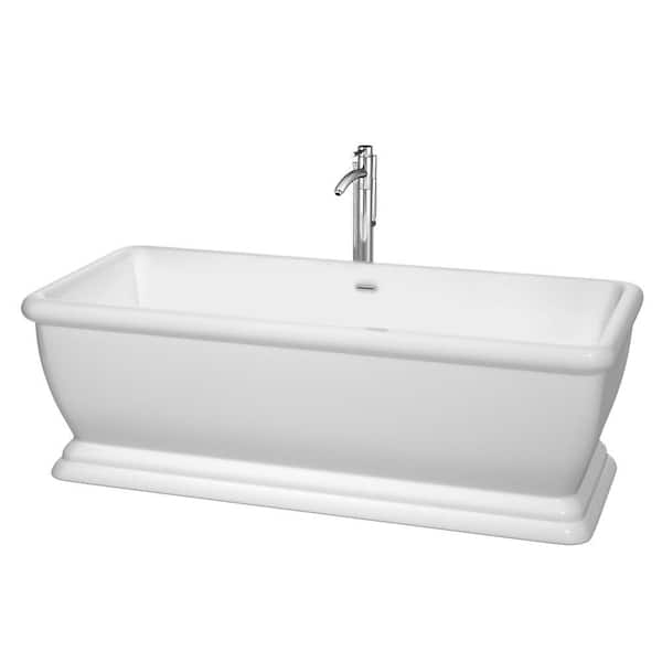 Wyndham Collection Candace 5.7 ft. Acrylic Classic Flatbottom Non-Whirlpool Bathtub in White