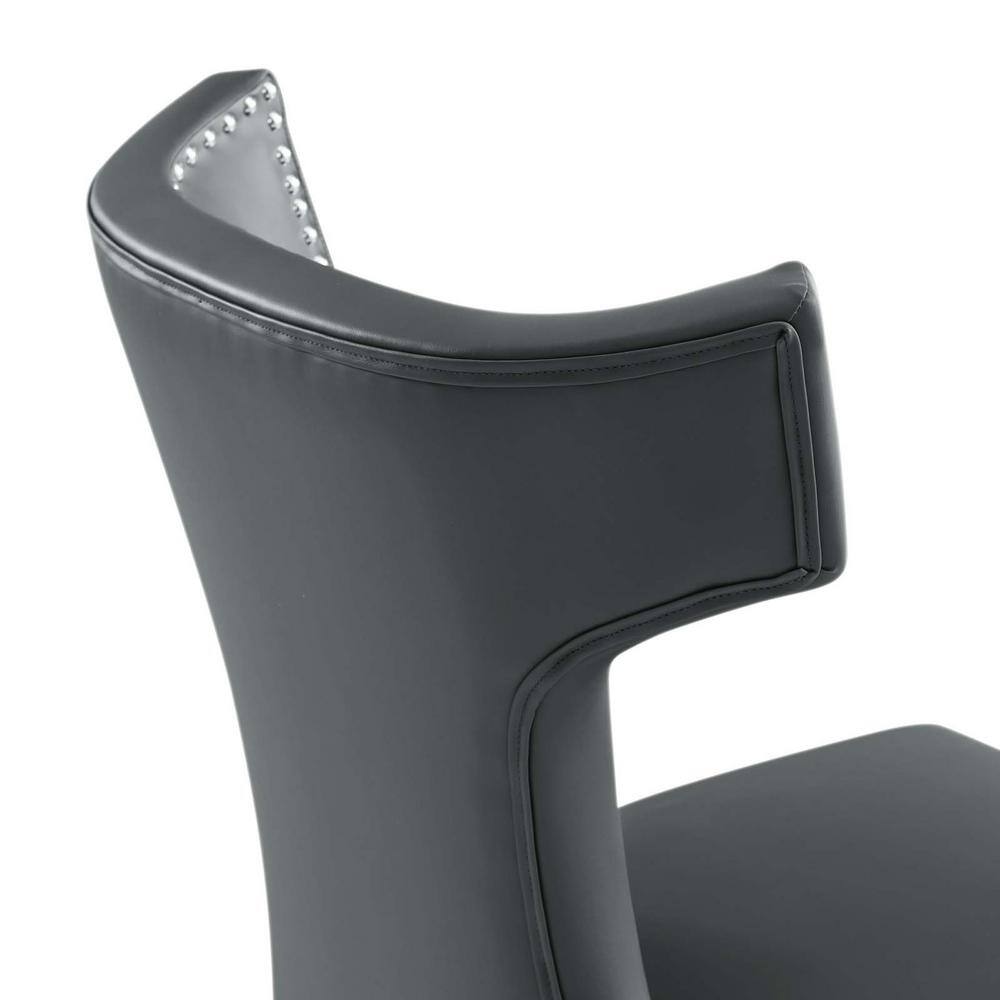 Gray Faux Leather Upholstered Side Chair with Wood Legs