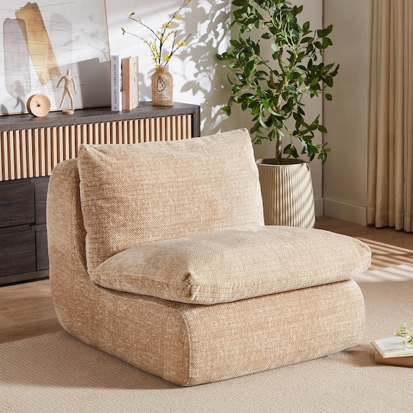 33.1 in. Armless Fabric Modular Full Compression Sofa in Cream Yellow