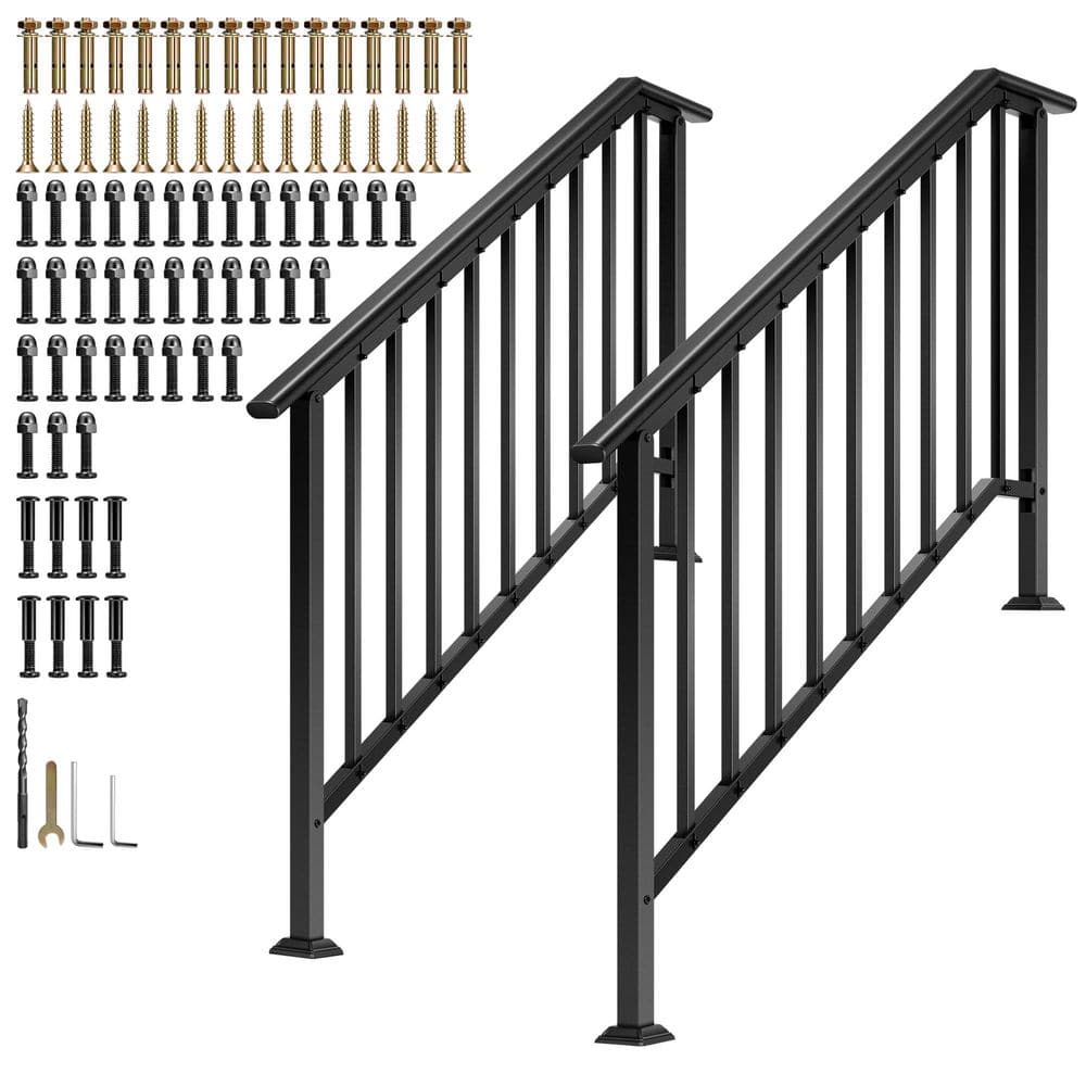 5-Step 37.2 in. x 54.1 in. Black Oval Alloy Steel Stair Railing Kit for Porch, Deck, or Indoor Stairs (2-Pack) price history on PriceWatchPro