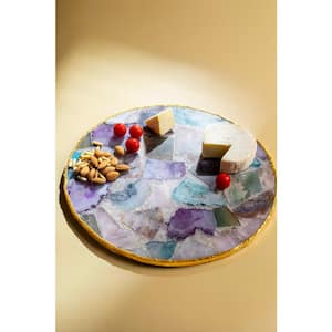12 in.Radiance Agate Cheese.Serving Board with Gold Edges