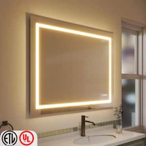 Super Bright 40 in. W x 32 in. H Rectangular Frameless Anti-Fog LED Light Wall Bathroom Vanity Mirror Front Light