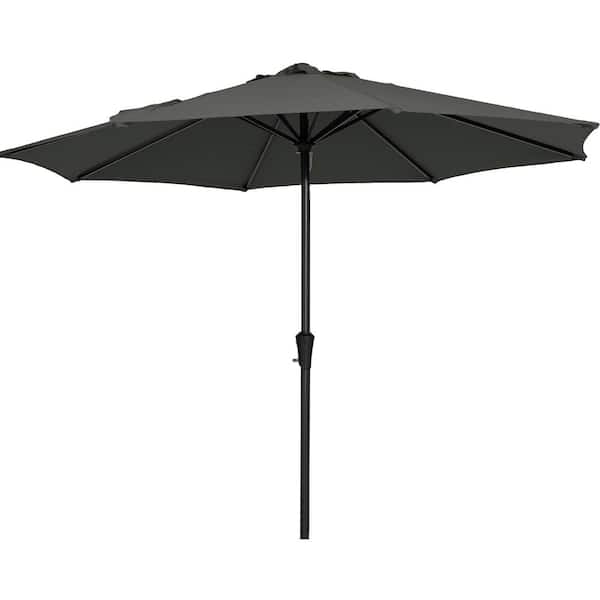 JEAREY 11 ft. Steel Crank Lift Patio Umbrella in Gray