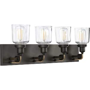 Rushton Collection 4-Light Graphite Clear Glass Farmhouse Bath Vanity Light