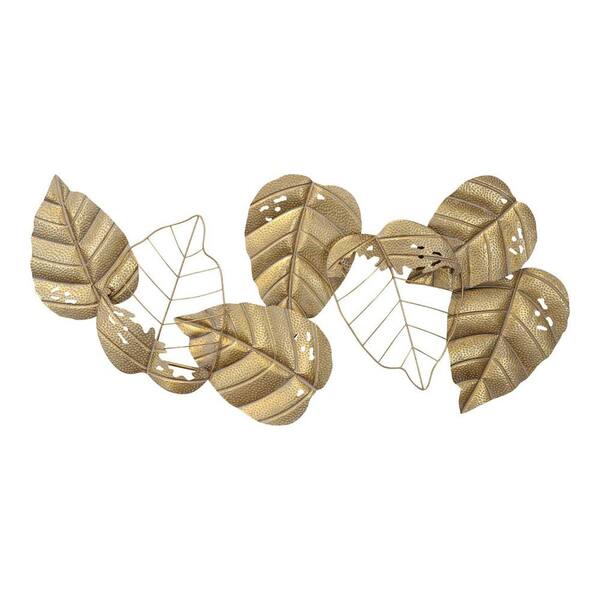 HomeRoots Gold Metal Leaf Centerpiece Wall Decor