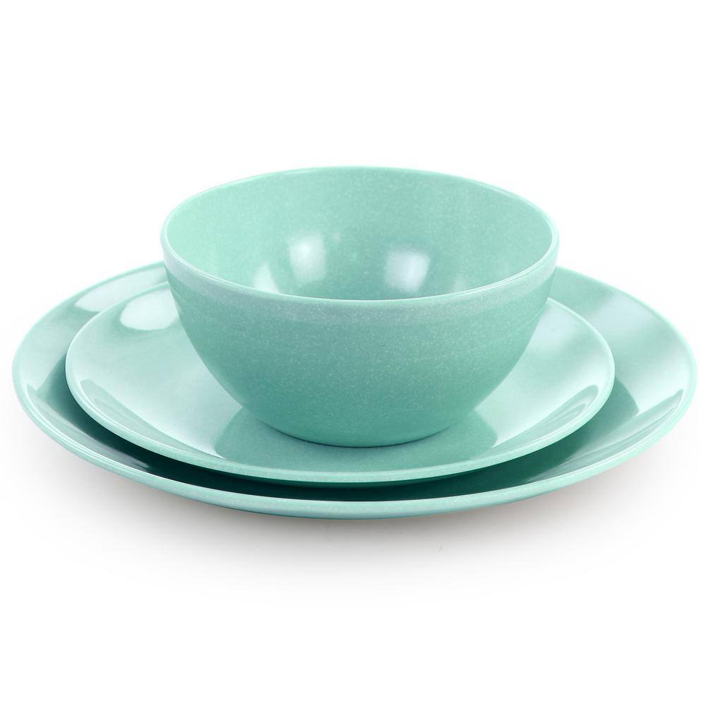 Blue Melamine 12-Piece Outdoor Dinnerware Set, Service for 4