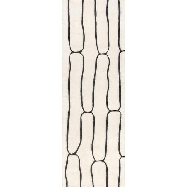 RUGS USA Nazco Abstract New Zealand Wool Charcoal 3 ft. x 8 ft. Indoor/Outdoor Patio Runner Rug