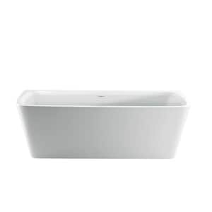 Vincent 71 in. Acrylic Flatbottom Non-Whirlpool Bathtub in White with Integral Drain in Matte Black