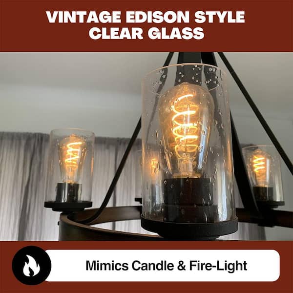 NorbCOZY 4W Equivalent Relaxing ST19 2200K Dimmable Warm Amber Spiral Cozy Vintage Edison LED Light Bulb (4-Pack)