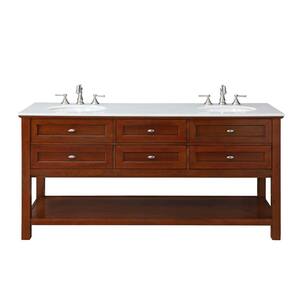 Austell 67 in. W Double Bath Vanity in Espresso with Natural Marble Vanity Top in White