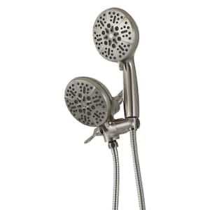 5-Spray Patterns with 1.75 GPM 5 in. Wall Mount Dual Shower Heads and Handheld Shower Head in Brushed Nickel
