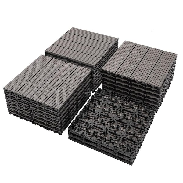 Afoxsos 1 ft. x 1 ft. Light Gray Plastic Composite Deck Tiles, All-Weather Proof and Rust Resistant, Easy to DIY (20-Pack)