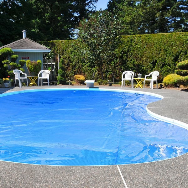 18 ft. x 36 ft. Rectangular Blue Above Ground Pool Solar Cover 12 Mil Heat Retaining Blanket with Carry Bag
