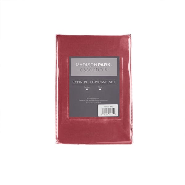 MADISDON PARK ESSENTIALS Satin 2-Piece Red Microfiber King Luxury 2 PC Pillowcases