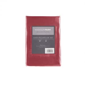 Satin 2-Piece Red Microfiber King Luxury 2 PC Pillowcases