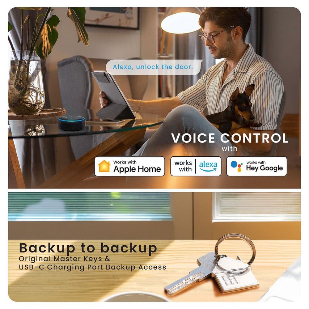 Satin Nickel Wi-Fi Smart Lock with Facial Recognition and Keypad