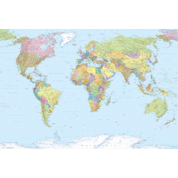 Komar 145 in. H x 98 in. W World Map Wall Mural