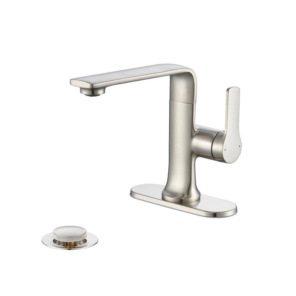 Varen Brushed Nickel Single Handle High Arc Bathroom Faucet