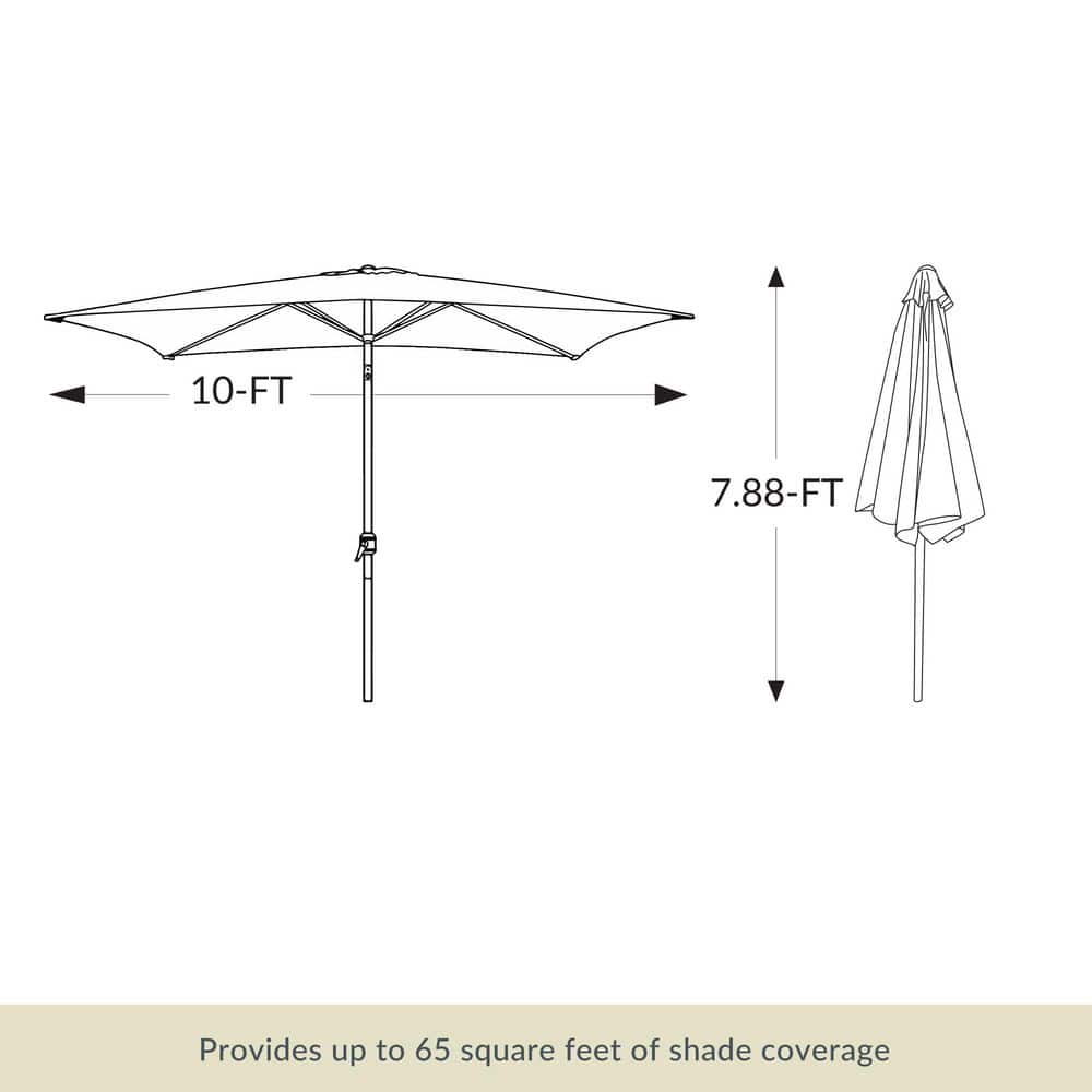 10' x 6.5' Champagne Rectangular Patio Umbrella with LED Lights