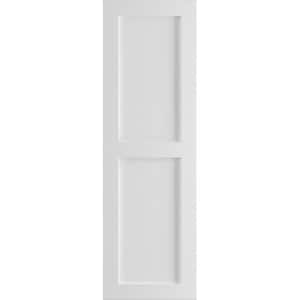 12 in. x 40 in. PVC True Fit Two Equal Flat Panel Shutters Pair in Unfinished