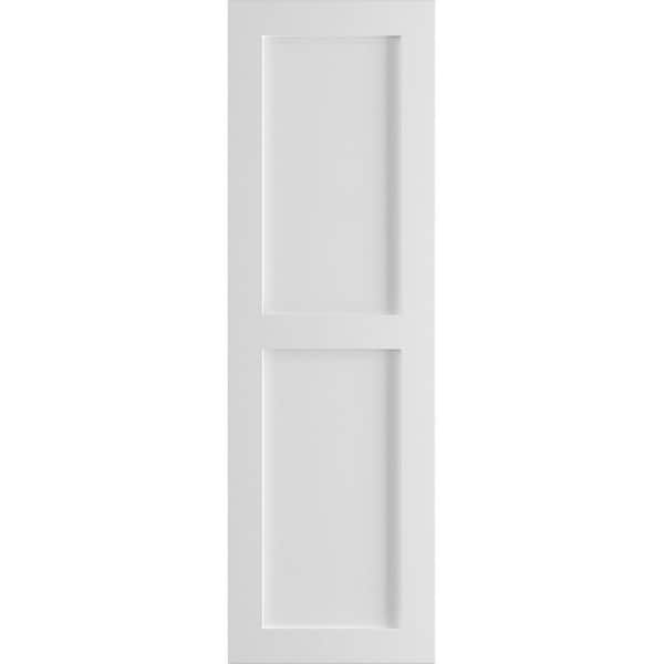 Ekena Millwork 15 in. x 72 in. True Fit PVC 2 Equal Flat Panel Shutters Pair in Unfinished