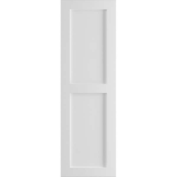 Ekena Millwork 18 in. x 66 in. True Fit PVC 2 Equal Flat Panel Shutters Pair in Unfinished