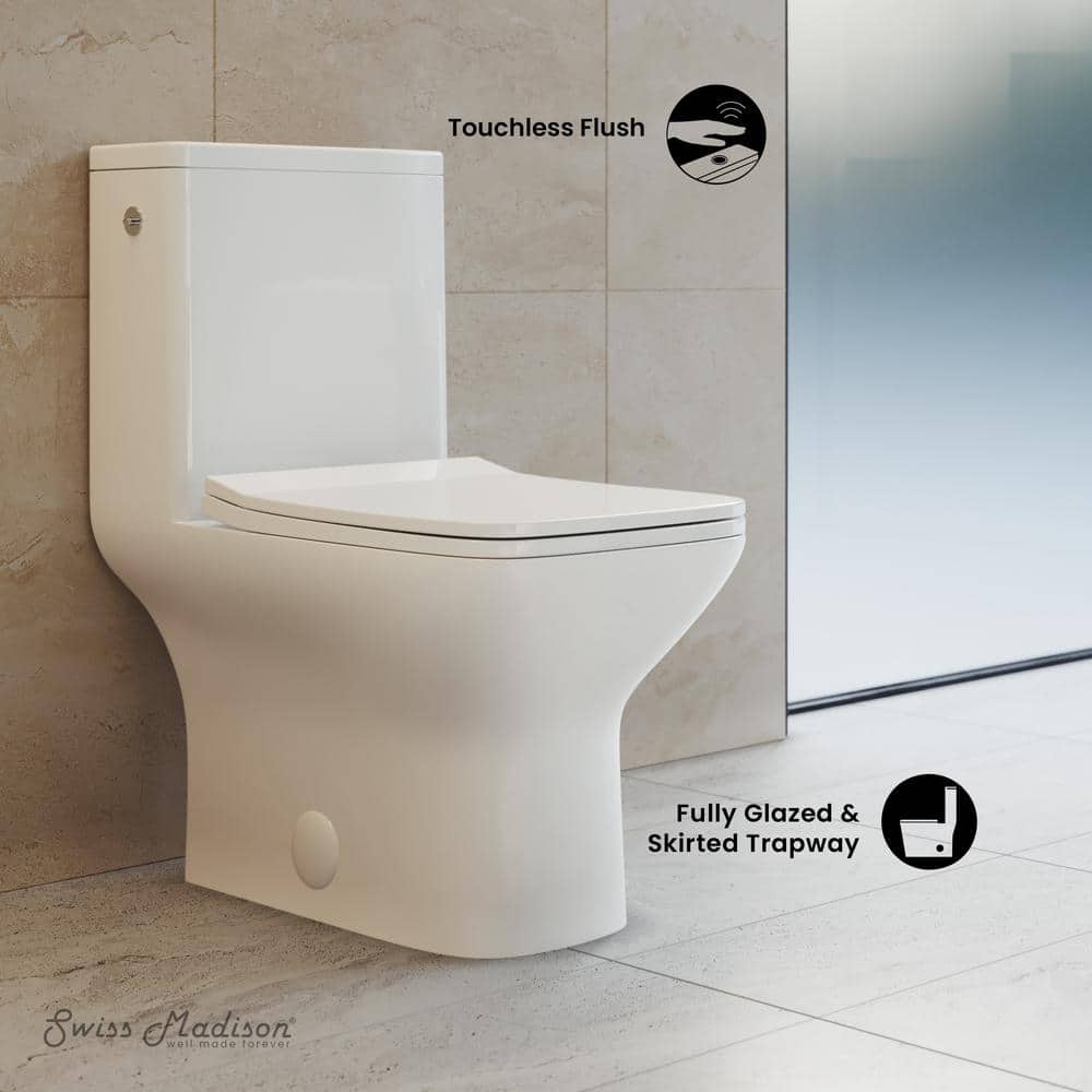 White High Efficiency Touchless Dual Flush One-Piece Toilet