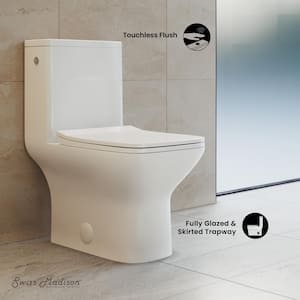 Carre 1-piece 1.1/1.6 GPF Dual Touchless Flush Elongated Toilet in White