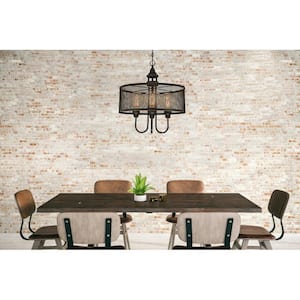 Walter 4-Light Oil Rubbed Bronze with Highlights Chandelier with Mesh Shade