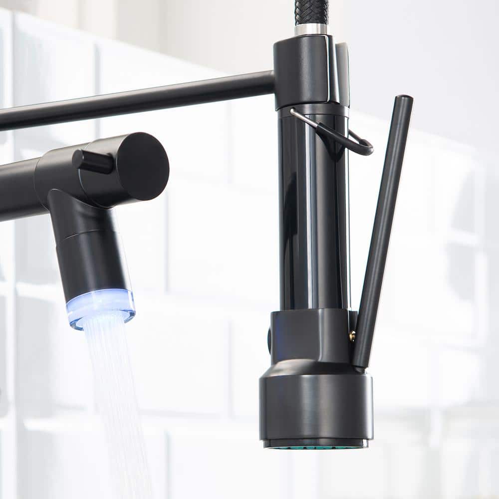 Matte Black High-Arc Kitchen Faucet with Pull-Down Spray