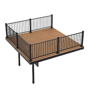 Apex Attached 12 ft. x 12 ft. Himalayan Cedar PVC Deck Kit with Steel Framing and Aluminum Railing