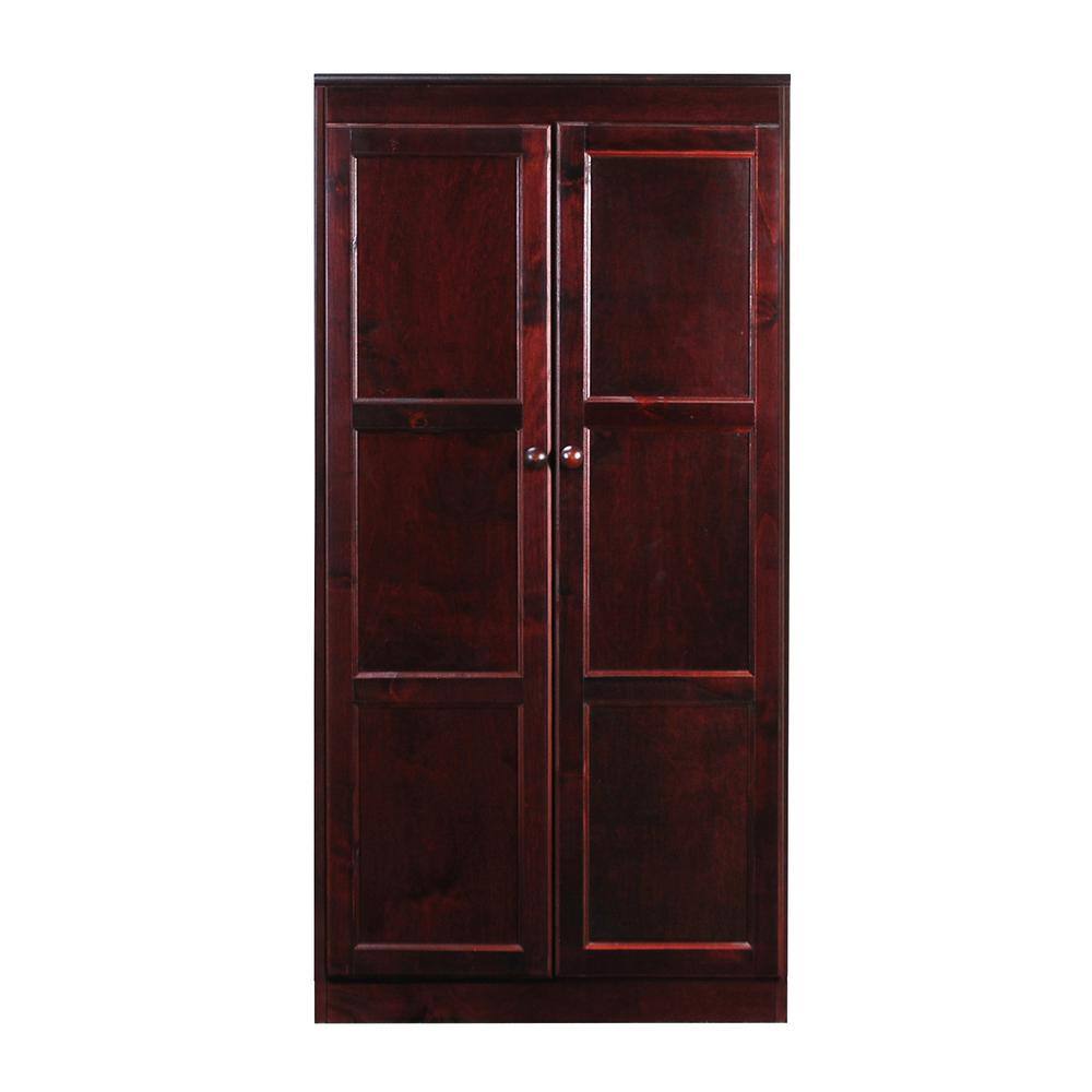Traditional 60" Wood Storage Cabinet with 4-Shelves in Cherry