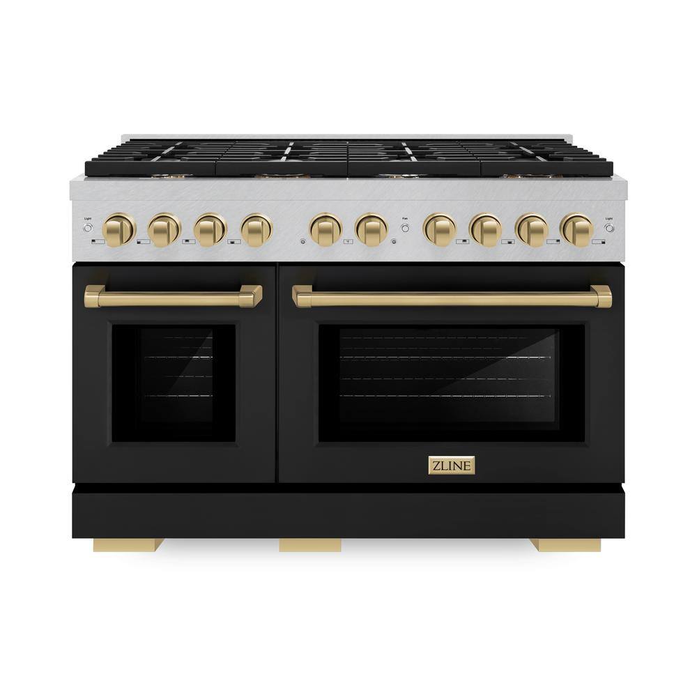 Autograph 48 in. Paramount Double Oven Dual Fuel Range with 8 Burners in Satin Steel with Black Doors and Bronze Accents price history on PriceWatchPro